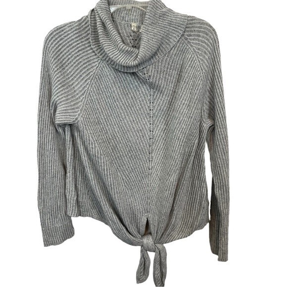 Moth Sweaters - Moth gray tie front cowl neck cozy sweater LP